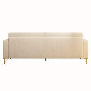 English Elm FX-P18-BK(sofa)Luxury Soft Faux Sherpa Sofa with Gold Accents, Removable Cushions, Modern Chic Design Beige W57649843