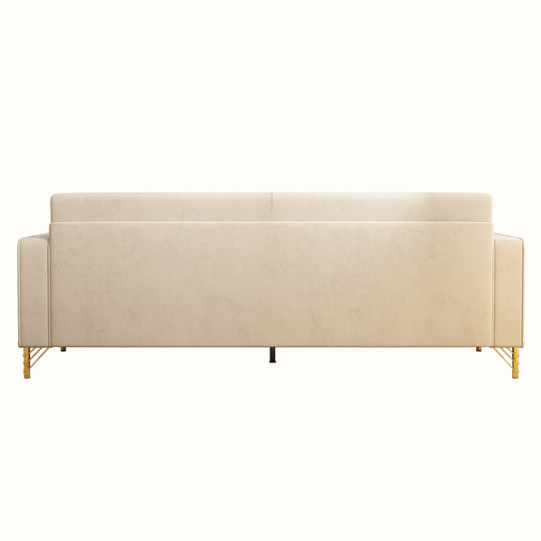 English Elm FX-P18-BK(sofa)Luxury Soft Faux Sherpa Sofa with Gold Accents, Removable Cushions, Modern Chic Design Beige W57649843