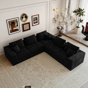 English Elm 106.30*106.30"modular Five Piece Corduroy Sectional Sofa Plush Reversible Chaise Living Room W3819S00140