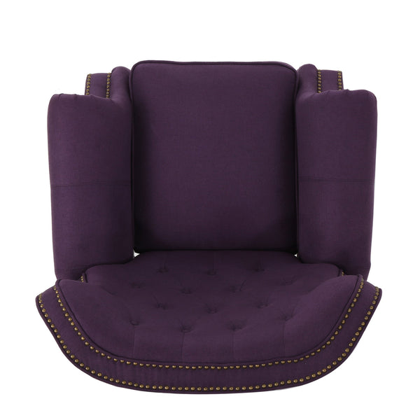 English Elm Christopher Knight Home® - Accented Push Back Recliner Chair with Rolled Arms and Copper Accents, Plush Cocooning Support, Sturdy Design Plum 57337.00FPLU