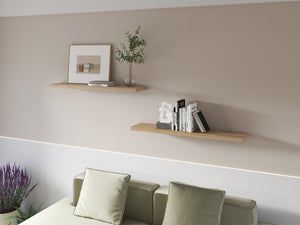 English Elm Greer Floating Shelf Melamine - Modern Minimalist Wall-Mounted 47.3" x 9.8" White Washed Oak Finish Natural Ash 47.2 L x 10.2 W x 3.5 H B128P375323