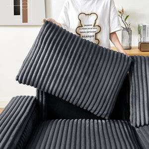 English Elm 71" Loveseat Dark Grey Corduroy Sofa with USB Port, Built-In Armrest Storage & Durable Frame W542P210622