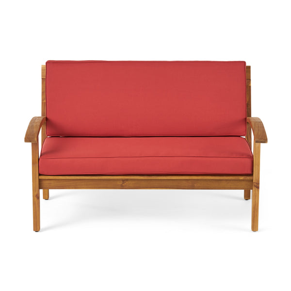 English Elm Christopher Knight Home® - Peyton Loveseat Set With Coffee Table – Stylish Acacia Wood & Water-Resistant Cushions For Small Spaces 57972.00SETRED