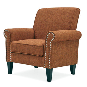 English Elm Barnet Upholstered Accent Chair with Nailhead Trim and Tapered Wood Legs for Living Rooms B127P495067