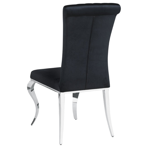 English Elm Black Tempered Glass Dining Set with Velvet Chairs and Sculptural Steel Legs B062S01827