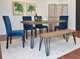 Modern 6-Piece Dining Set: Hairpin Table, 4 Chairs & Bench, 3 Color Options