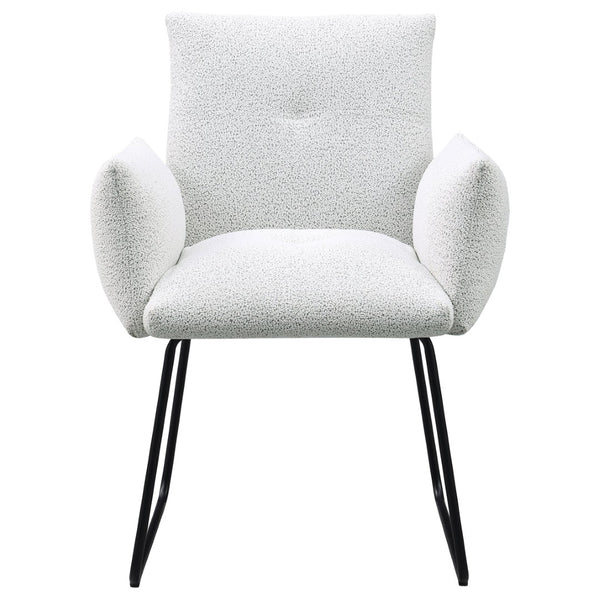 English Elm Donica Gray Upholstered Armchairs Set of 2 with Sled Base for Modern Dining Rooms B062P440061