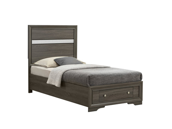 English Elm Madrid Twin Bed With Storage Drawers - Contemporary Gray Wood-Grain Design For Space-Saving Style B078S00622
