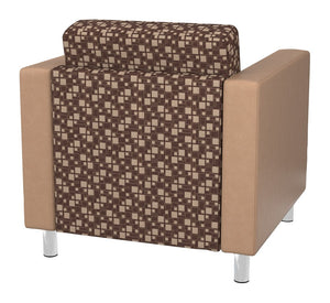 OSP Home Furnishings Pacific Club Armchair with Vinyl Upholstery and Chrome Legs for Modern Living Rooms Walnut PAC51-K110/R104
