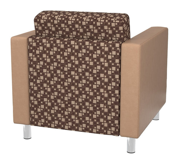OSP Home Furnishings Pacific Club Armchair with Vinyl Upholstery and Chrome Legs for Modern Living Rooms Walnut PAC51-K110/R104