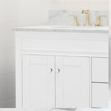 Christopher Knight Home® - Noble House - - 73'' Bathroom Vanity With Marble Top & Double Ceramic Sinks, 4 Doors, 3 Drawers, White