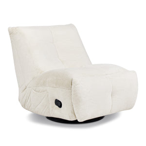 English Elm Jennifer Taylor Home - Rearden Oversized 35.5" Swivel Glider Recliner Chair in Pearl White Faux Sherpa Fur with Storage Pocket B2719P238499