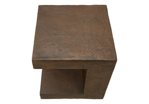 English Elm Accent Table Square Concrete-look Walnut Finish Open Shelf Modern Indoor Outdoor Side B2710P461690