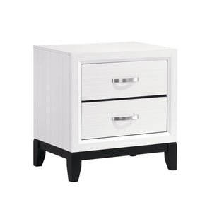 English Elm Modern Davi White Wood Grain Nightstand with 2 Drawers, Nickel Pulls & Black Base Rail, 23.5"x16.5"x25" B011P235882