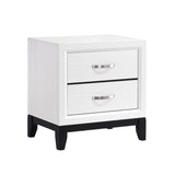 English Elm Modern Contemporary White Finish Storage Nightstand Of 2X Drawers 1 Piece Wooden Bedroom Furniture