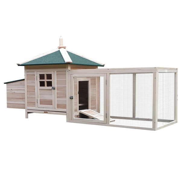 English Elm Pawhut Fir Wood Backyard Chicken Coop with Nesting Box Ramp and Asphalt Roof W2225P229578