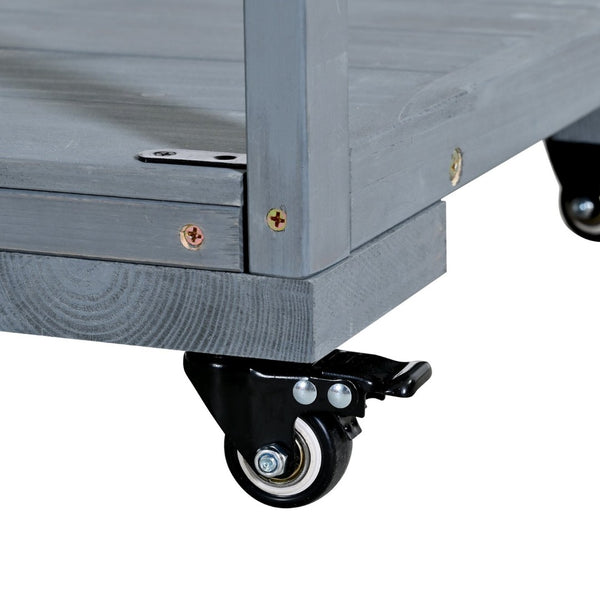 English Elm Topmax Modular Fir Wood Outdoor Kitchen Cart Stainless Steel Prep Station Gray N717P417963E