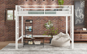 English Elm Twin Xl Solid Pine Loft Bed with Built-in Led Lighting and Storage Shelves W1580S00570