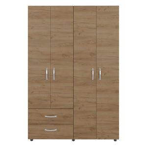 English Elm Bosko Three Door Wardrobe Armoire with Drawers Hanging Rod Black Wengue Finish B097S00238