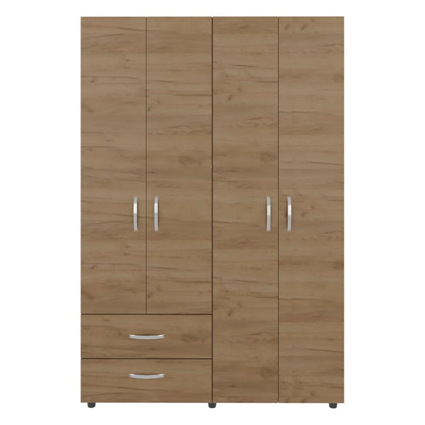 English Elm Bosko Three Door Wardrobe Armoire with Drawers Hanging Rod Black Wengue Finish B097S00238