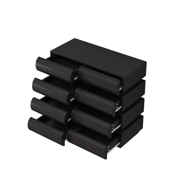 English Elm 8 Modern 8-Drawer Dresser for Bedroom with Handle-Free Design, Spacious Chest for Organized Living Black W757P235733