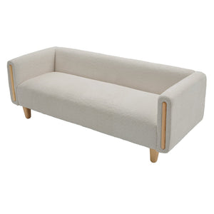 English Elm Modern Boucle Three Seat Sofa with Rubberwood Legs Pocket Spring Support Living Room Oatmeal N763P403678D