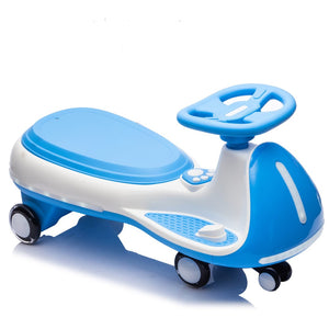 English Elm 12v Kids Ride on Wiggle Car with Dual Motors Led Wheels Bluetooth and Triangular Frame Blue W1578P390194
