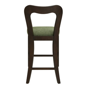 English Elm Christopher Knight Home® - Counter Stool with Curved Ergonomic Back, Solid Rubberwood Frame and Plush Upholstered Seat for Comfort Dark Brown,Green N771P254008L