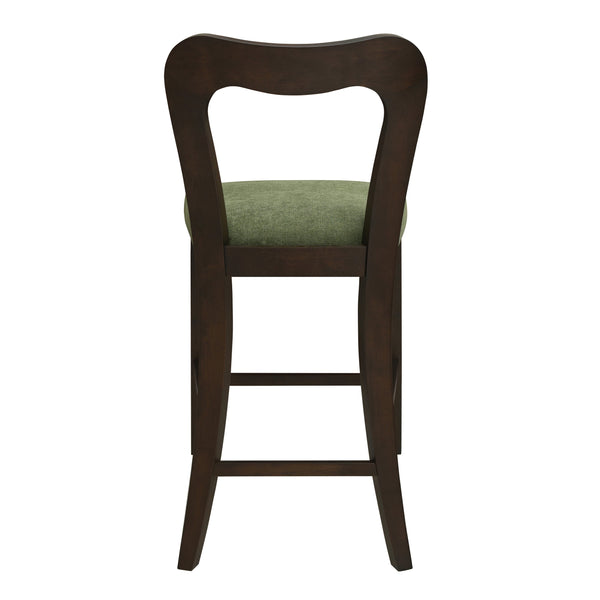 English Elm Christopher Knight Home® - Counter Stool with Curved Ergonomic Back, Solid Rubberwood Frame and Plush Upholstered Seat for Comfort Dark Brown,Green N771P254008L