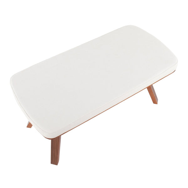 English Elm Folia Upholstered Mid-century Bench with Tapered Wood Legs for Bedroom or Entryway B202S01153
