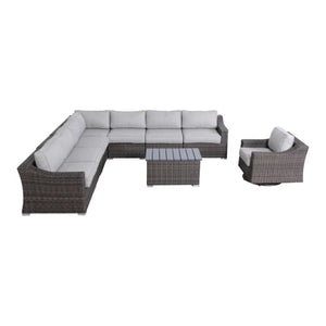 English Elm Outdoor 7-Person Wicker Sectional Set – Pre-Assembled, Plush Cushions, Modular Design For Comfort B120S00108-GIGA