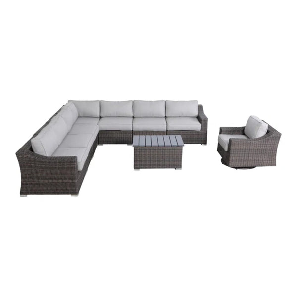 English Elm Outdoor 7-Person Wicker Sectional Set – Pre-Assembled, Plush Cushions, Modular Design For Comfort B120S00108-GIGA