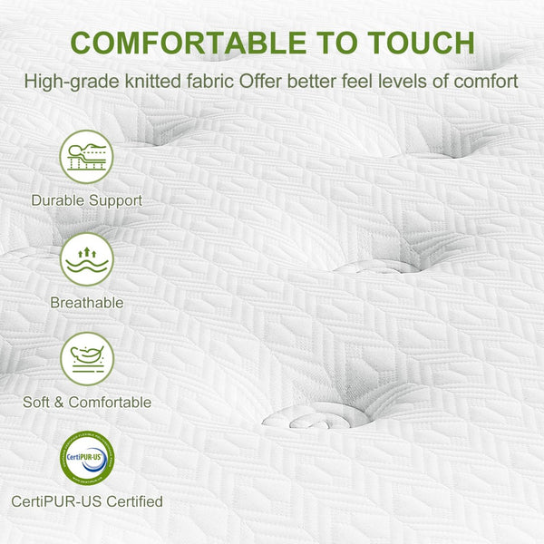 English Elm 14 Inch Queen Hybrid Mattress Gel Foam Pocket Springs Pressure Relief Usa Made B2716P242977