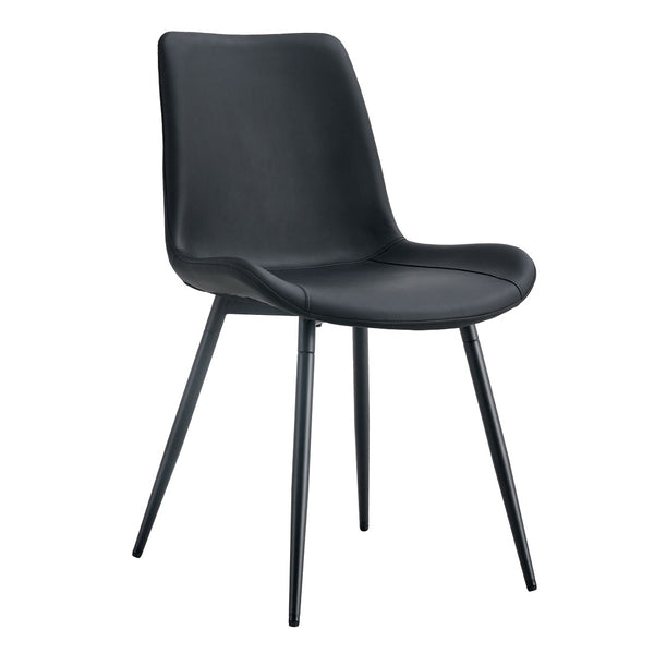 English Elm Black Faux Leather Dining Chairs Set of 4 with Curved Seats and Slim Metal Legs W1151P408848