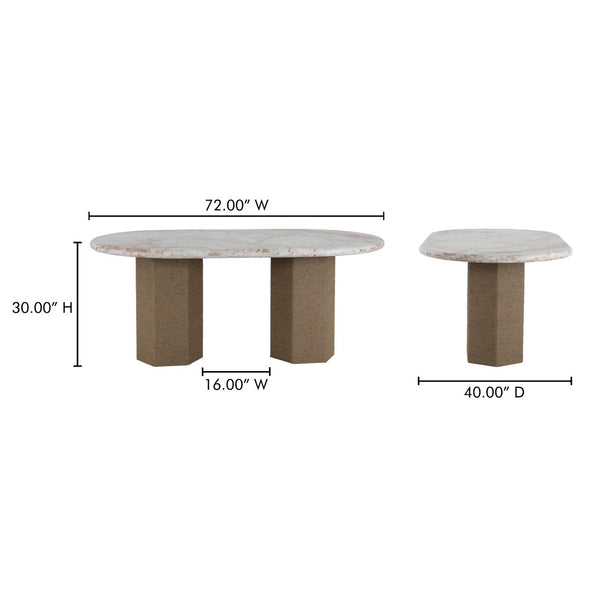 English Elm Sartoria Oval Breccia Marble Dining Table with Jute Wrapped Mango Wood Base B2769S00004