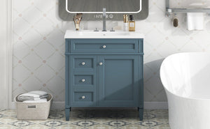 English Elm 30'' Modern Bathroom Vanity With Ceramic Sink, 3 Drawers & Cabinet Storage For Organized Elegance N710P206904M