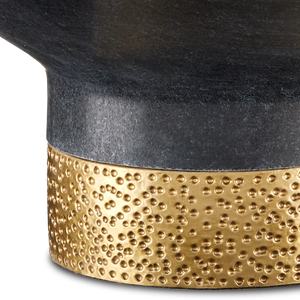 Vincent White Marble Bowl with Brass Base - Elegant Chiseled Design for Modern Home Decor