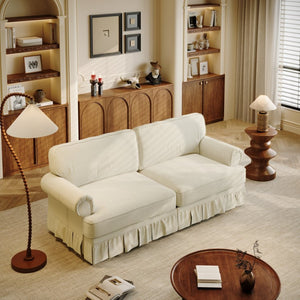 English Elm Luxuriously Deep Chenille Sofa with Pleated Skirt and Rolled Arms for Living Rooms W1885S00294