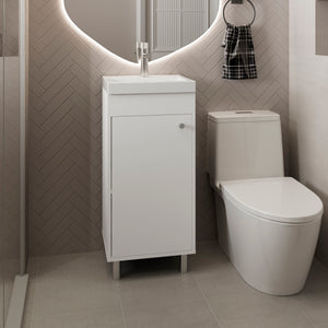 English Elm Rivera Freestandin 84cm White Bathroom Vanity Cabinet with Single Door, Open Shelf, MDF Modern Design B070P337049