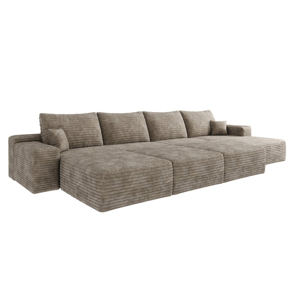 English Elm 135"Large Modular Cloud Sofa - Cozy 6-Seat Sectional, Plush Corduroy, No Assembly, Versatile Design! W2824S00065