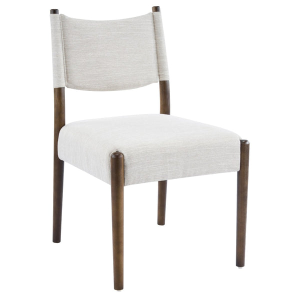 English Elm Mid-century Modern Linen Blend Dining Chairs Rubberwood Legs Sculptural Backrest Set of 2 Beige,Walnut N768P442401W