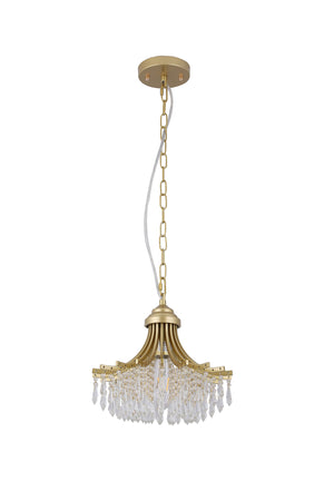 English Elm 11.75" Matte Gold Fan-Shape Pendant Light with Cascading Crystal-Inspired Glass Beads, Elegant Accent B072P220165