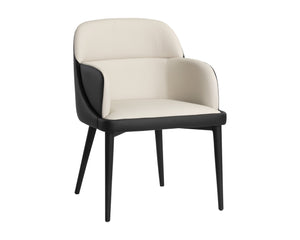 Sunpan Hagan Futuristic Dining Armchair - Stylish Modular Design in Dillon Cream & Black Faux Leather