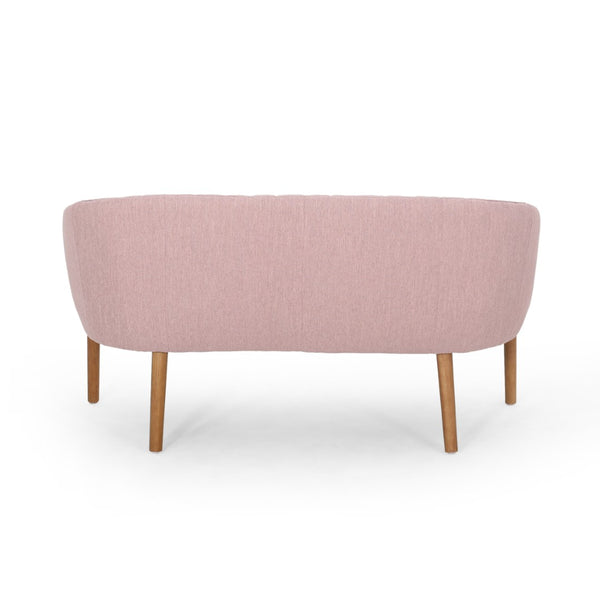 English Elm Loveseat Mid-century Modern Channel Tufted Upholstered Sofa with Rubberwood Tapered Legs 65780.00FLBLSH