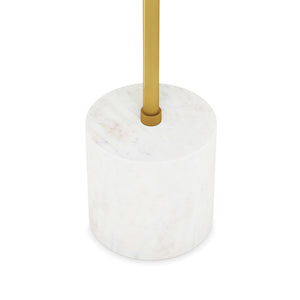 English Elm Turner Modern 12" Round End Table — Solid Mango Wood Top, White Marble Base, Gold Iron Frame B136P159965
