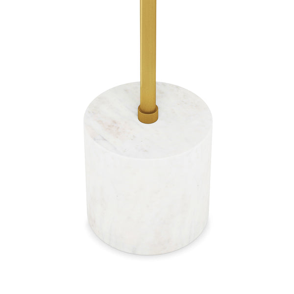 English Elm Turner Modern 12" Round End Table — Solid Mango Wood Top, White Marble Base, Gold Iron Frame B136P159965