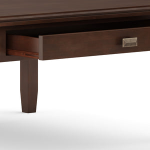 English Elm Artisan Square Coffee Table In Rich Russet Brown – Handcrafted Solid Wood With Storage Drawer B136P158413