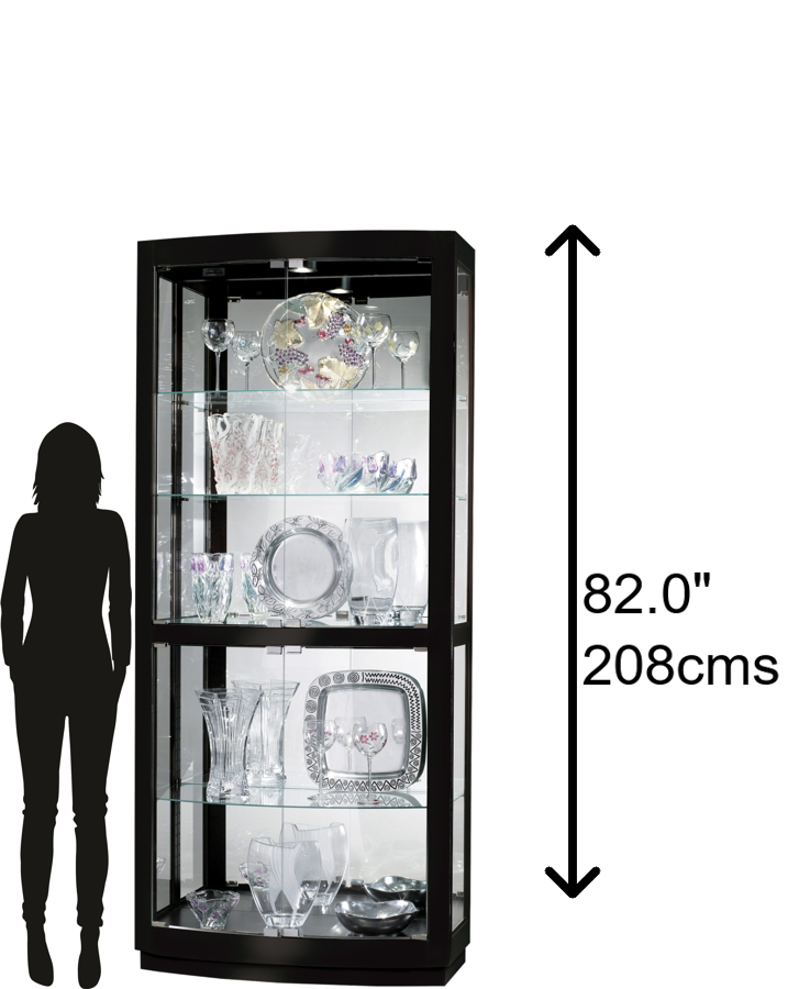 Hekman Furniture 680678 Bradington Iv Curio Cabinet - Elegant Adjustable Display With Lighting & Curved Glass Doors Gloss Black Bradington Iv Curio Cabinet 680678