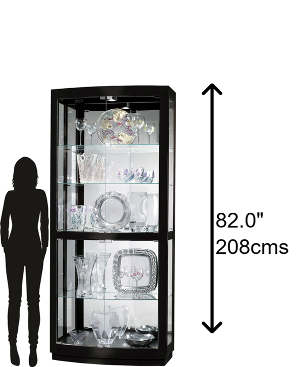 Hekman Furniture 680678 Bradington Iv Curio Cabinet - Elegant Adjustable Display With Lighting & Curved Glass Doors Gloss Black Bradington Iv Curio Cabinet 680678