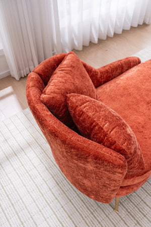 English Elm 58'' Chenille Chaise Lounge with Footstool Pocket Spring Comfort for Bedroom Living Room Red W2363S00088